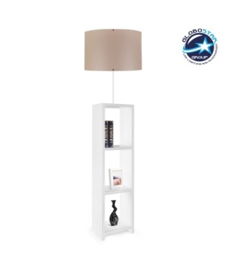 GLOBOSTAR® WOODO 204-0052 Μοντέρνο Επιδαπέδιο Φωτιστικό με Ντουί 1 x E27 AC 220-240V IP20 - Λευκό & Μπεζ - Μ38 x Π38 x Υ150cm